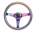 Picture of NRG Classic Wood Grain Steering Wheel 350mm Chameleon-Pearlescent Paint Grip w-Neochrome 3-Spoke