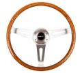 Picture of NRG Classic Wood Grain Steering Wheel 365mm Wood w-Metal Accents & Polished Alum- 3-Spoke Center