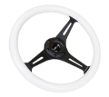 Picture of NRG Classic Wood Grain Steering Wheel 350mm Glow-N-The-Dark Green Grip w-Black 3-Spoke Center