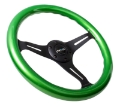 Picture of NRG Classic Wood Grain Steering Wheel 350mm Green Pearl-Flake Paint w-Black 3-Spoke Center