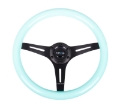 Picture of NRG Classic Wood Grain Steering Wheel 350mm Minty Fresh Color Grip w-Black 3-Spoke Center