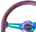 Picture of NRG Classic Wood Grain Steering Wheel 350mm Purple Pearl Paint w-Neochrome 3-Spoke Center