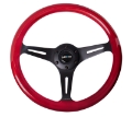 Picture of NRG Classic Wood Grain Steering Wheel 350mm Red Pearl-Flake Paint w-Black 3-Spoke Center
