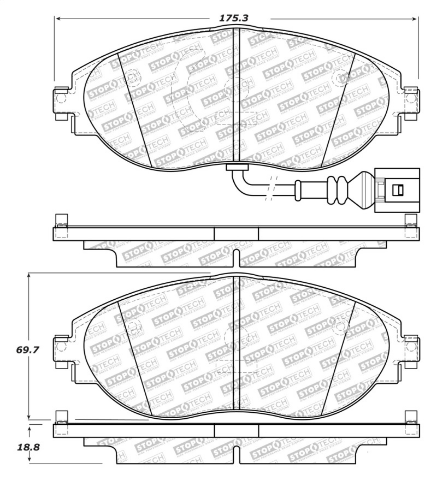 Picture of StopTech 14-18 Audi S3 Street Select Front Brake Pads