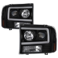 Picture of Spyder 99-04 Ford F250 Super Duty Projector Headlights - Light Bar - Black PRO-YD-FF25099V2-LB-BK
