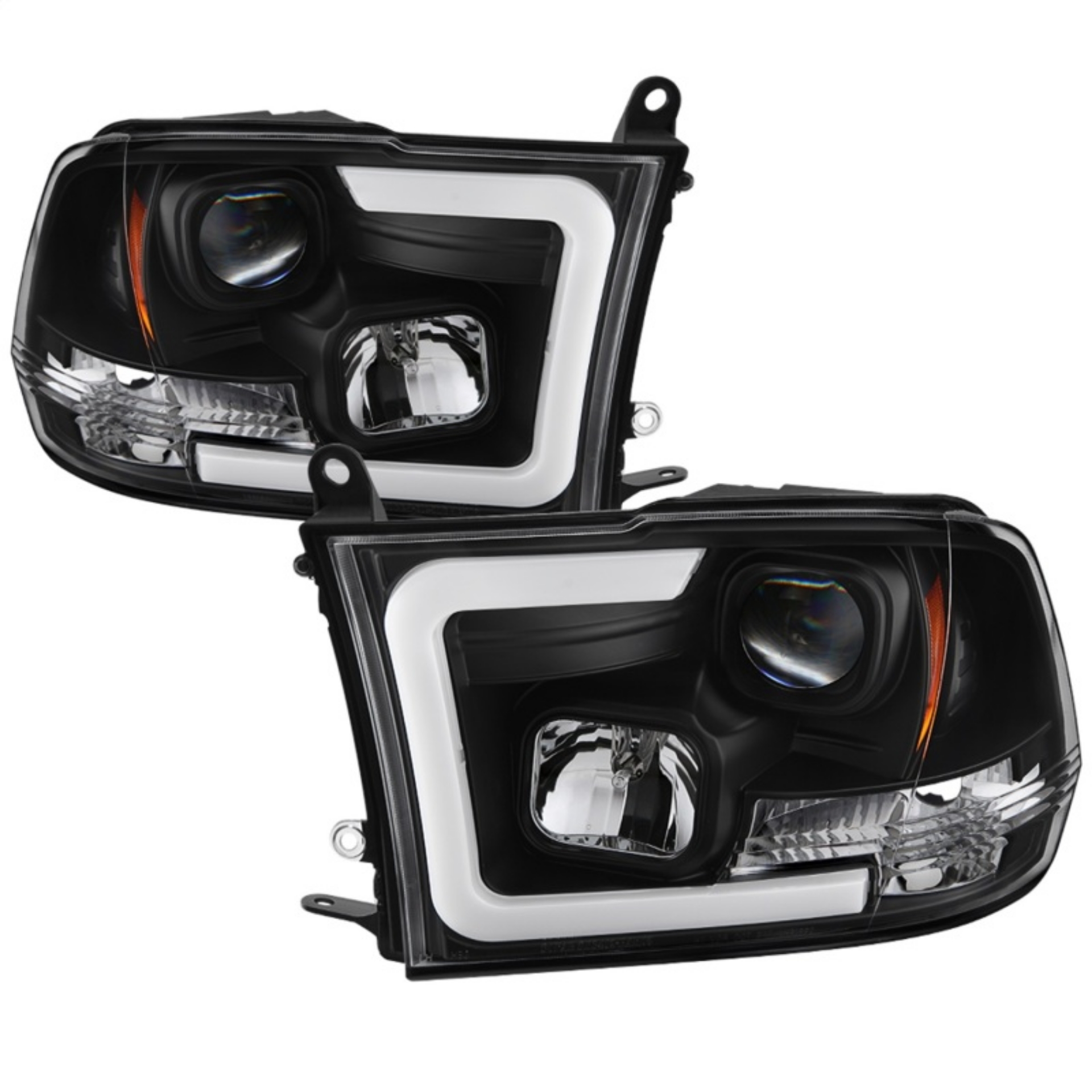 Picture of Spyder 09-16 Dodge Ram 1500 Version 2 Headlights Light Bar DRL Black PRO-YD-DR09V2-LBDRL-BK