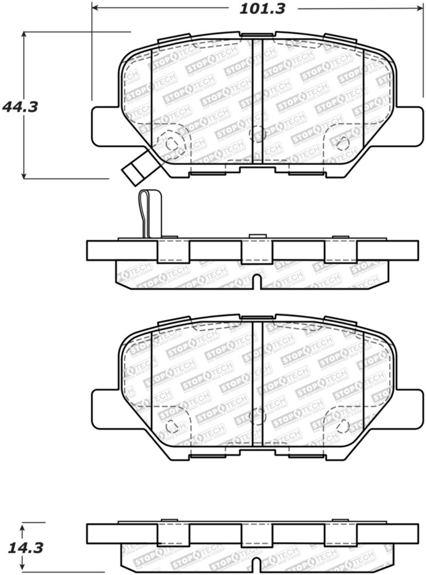 Picture of StopTech 13-17 Mitsubishi Outlander Sport Street Select Rear Brake Pads