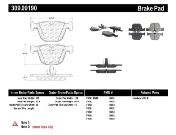 Picture of StopTech Performance 06-09 BMW M5 E60 - 07-09 M6 E63-E63 Rear Brake Pads