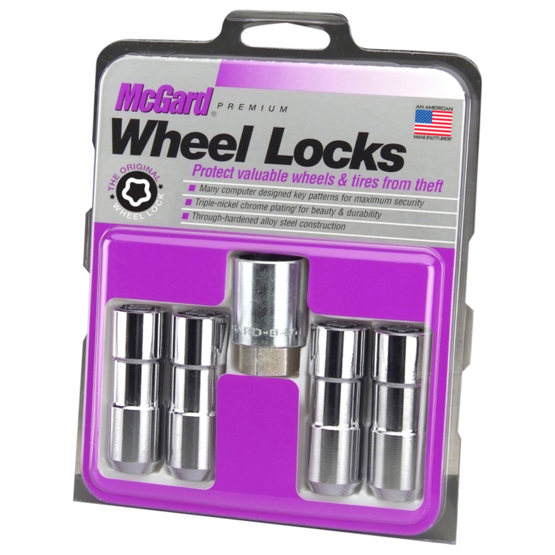 Picture of McGard Wheel Lock Nut Set - 4pk- Cone Seat Duplex 9-16-18 - 7-8 Hex - 2-5in- Length - Chrome