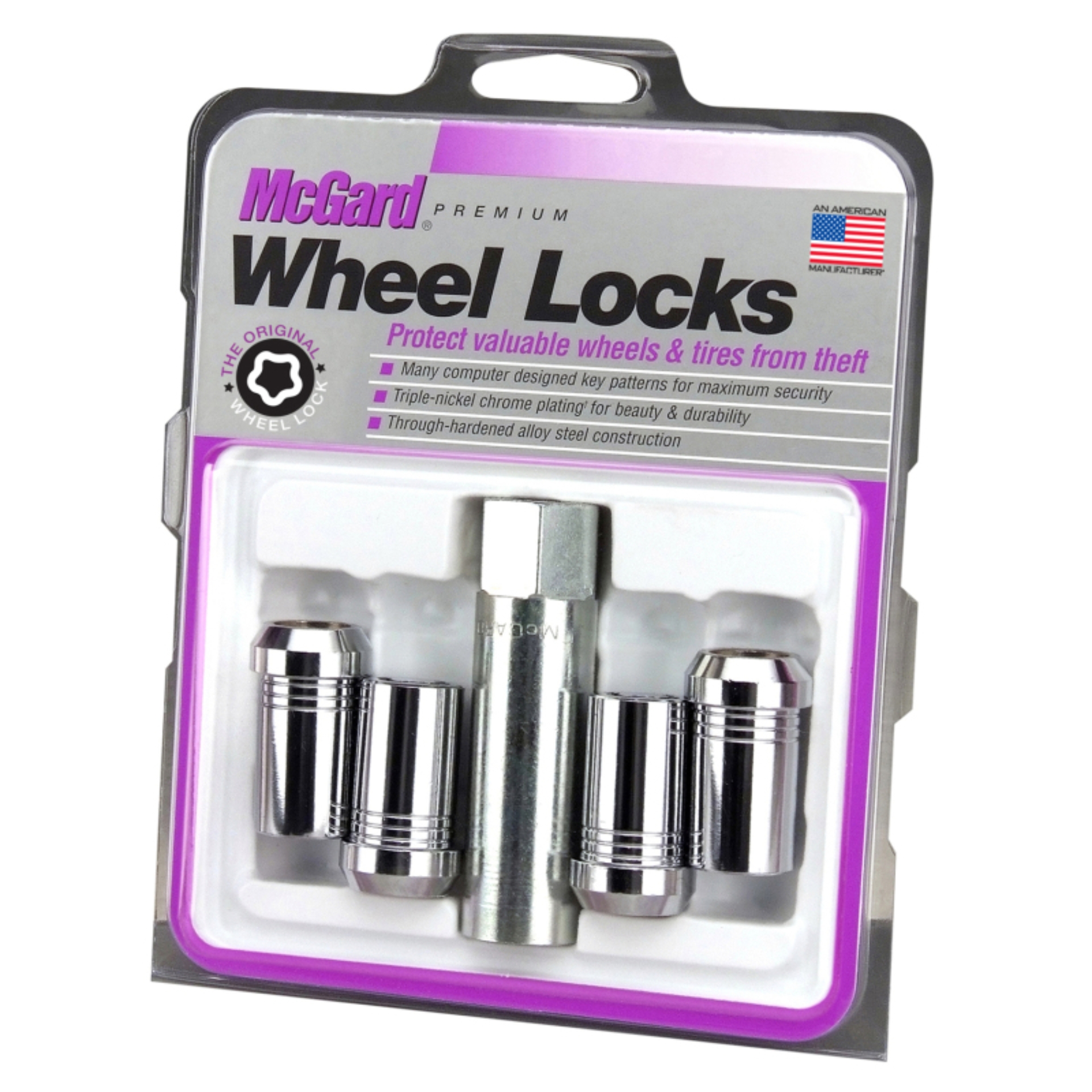 Picture of McGard Wheel Lock Nut Set - 4pk- Tuner - Cone Seat M14X1-5 - 22mm Hex - 1-648in- Length - Chrome