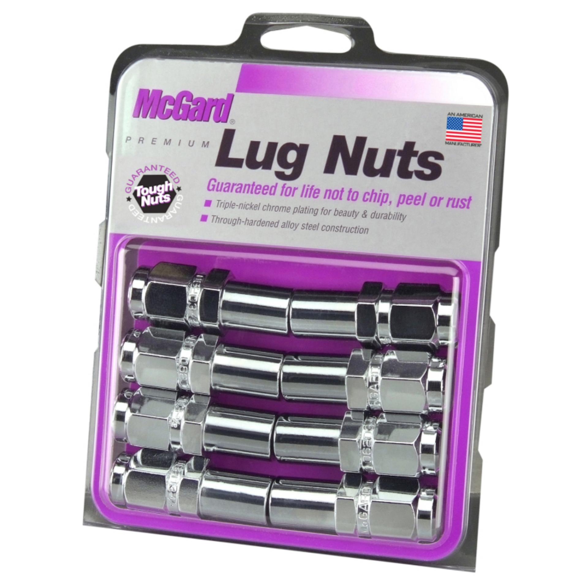Picture of McGard Hex Lug Nut Long Shank - 1in- - Duplex - 9-16-18 - 7-8 Hex - 2-425in- L 8-Pack - Chrome