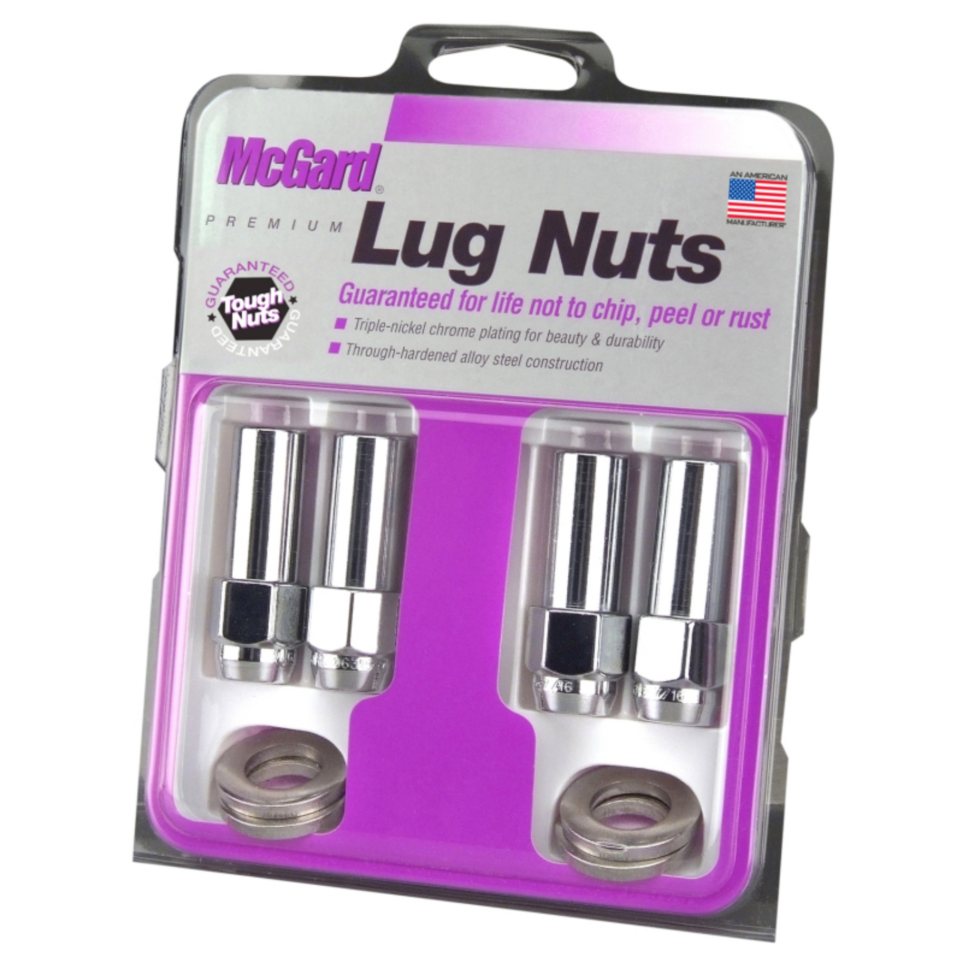 Picture of McGard Hex Lug Nut X-Long Shank M12X1-5 CTR Washer - 13-16 Hex - 2-27in- Length 4-Pack - Chrome
