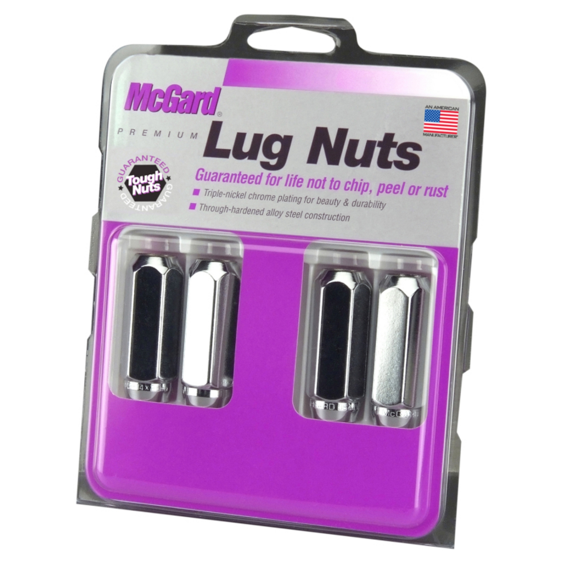 Picture of McGard Hex Lug Nut Cone Seat - Duplex M14X2-0 - 13-16 Hex - 2-25in- Length 4-Pack - Chrome