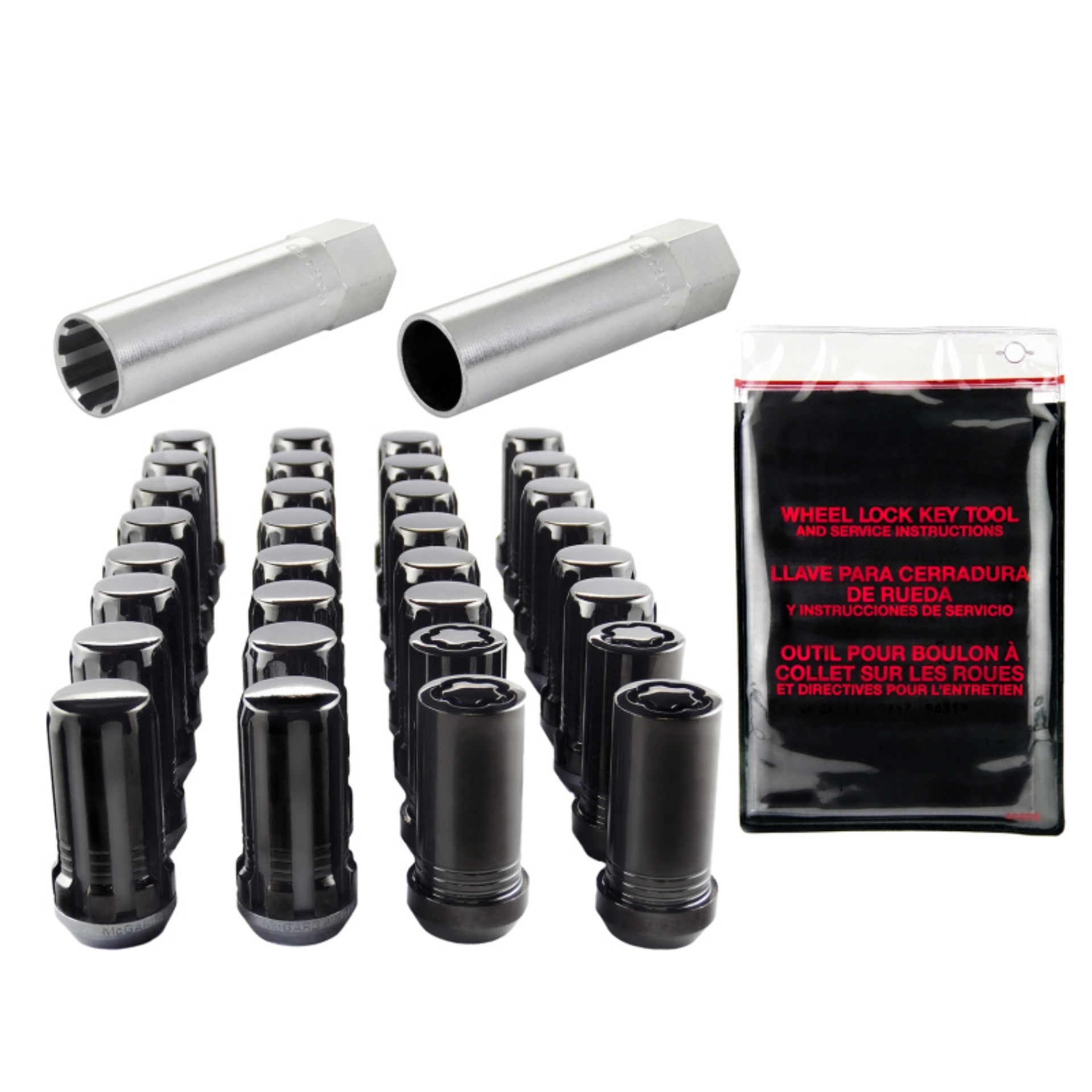 Picture of McGard SplineDrive Tuner 8 Lug Install Kit w-Locks & Tool Cone M14X1-5 - 1in- Hex - Blk