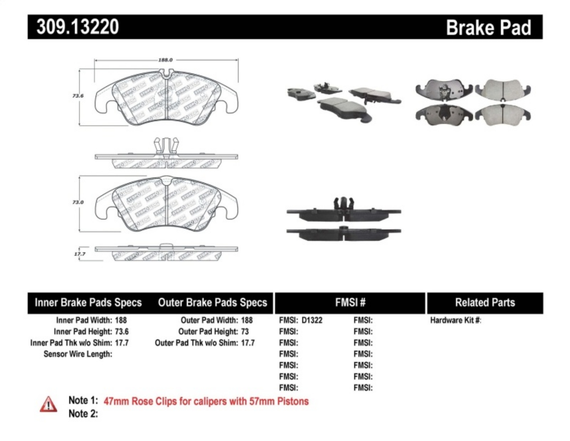 Picture of StopTech Performance 08-10 Audi A5 - 10 S4 - 09-10 Audi A4 except Quattro Front Brake Pads