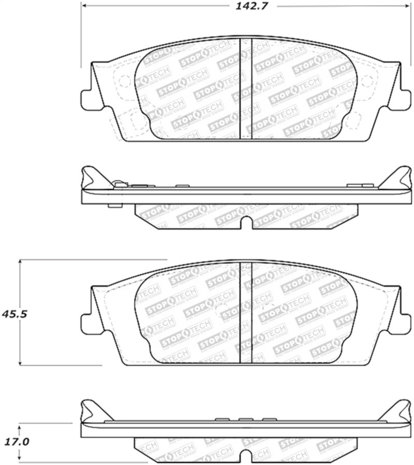 Picture of StopTech 15-17 Cadillac Escalade ESV Street Performance Rear Brake Pads
