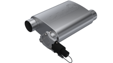 Picture of QTP 3in Weld-On 304SS Reverse Screamer Muffler w-Bolt-On QTEC Electric Cutout
