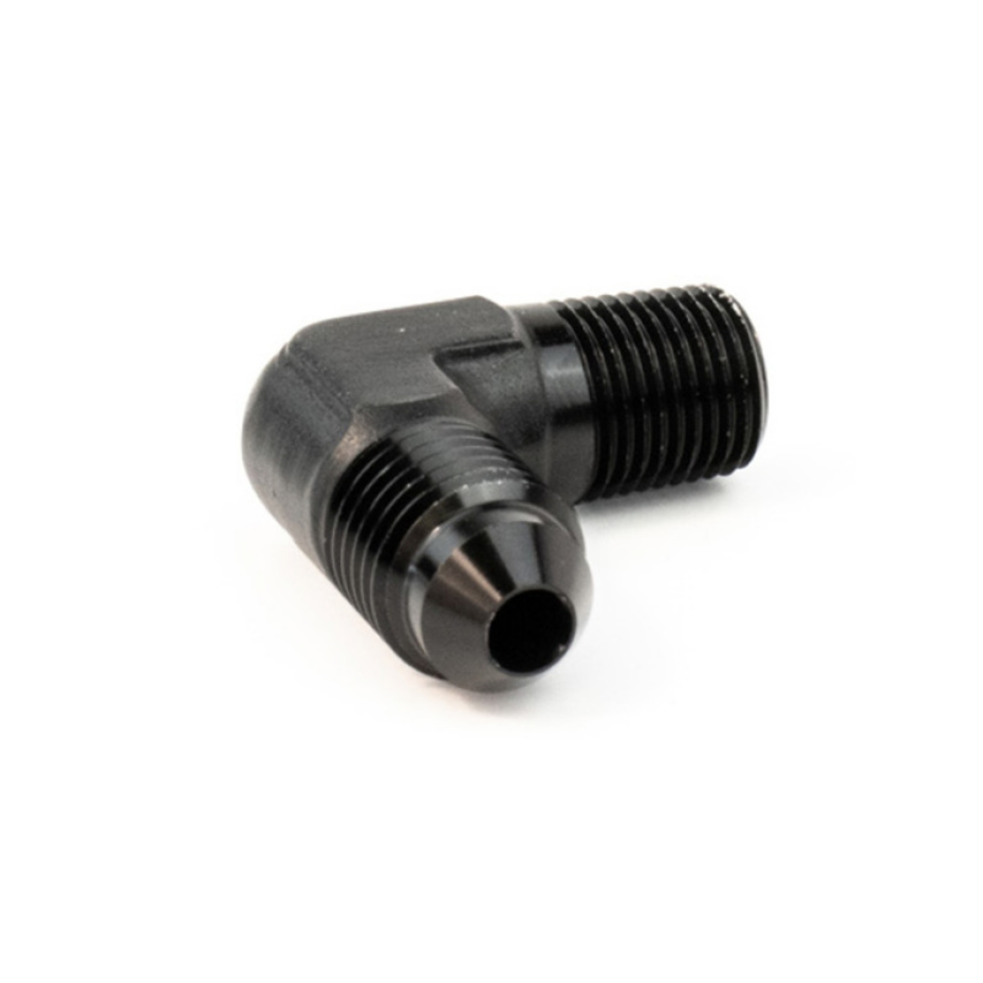 Picture of Snow Performance 1-8in NPT to 4AN Elbow Water Fitting Black