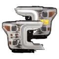 Picture of ANZO 18-19 Ford F-150 Projector Headlights w-Plank Style Switchback Chrome w-Amber