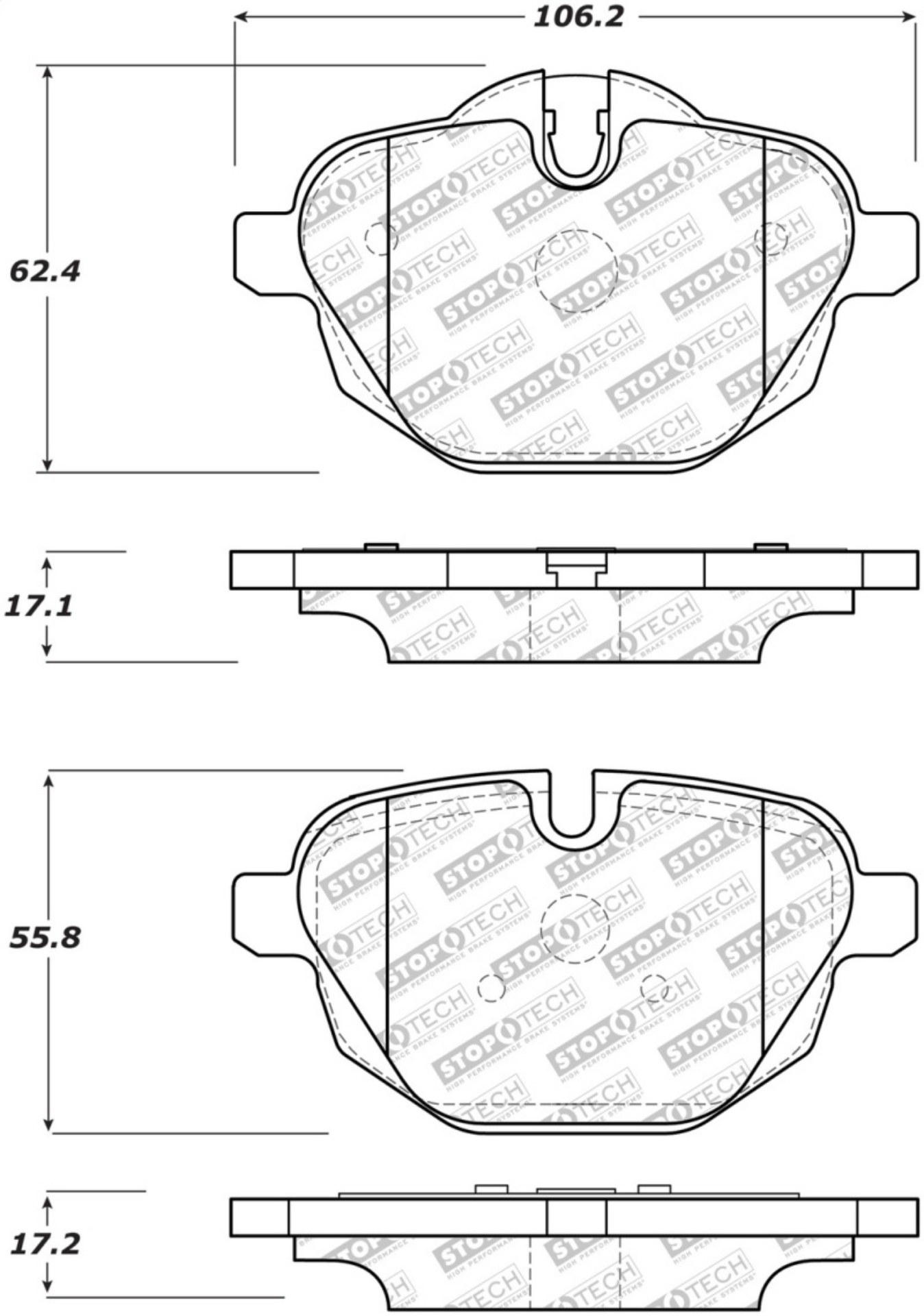 Picture of StopTech 11-17 BMW X3 Street Performance Rear Brake Pads
