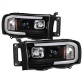 Picture of Spyder 02-05 Dodge Ram 1500 Light Bar Projector Headlights - Black PRO-YD-DR02V2-LB-BK