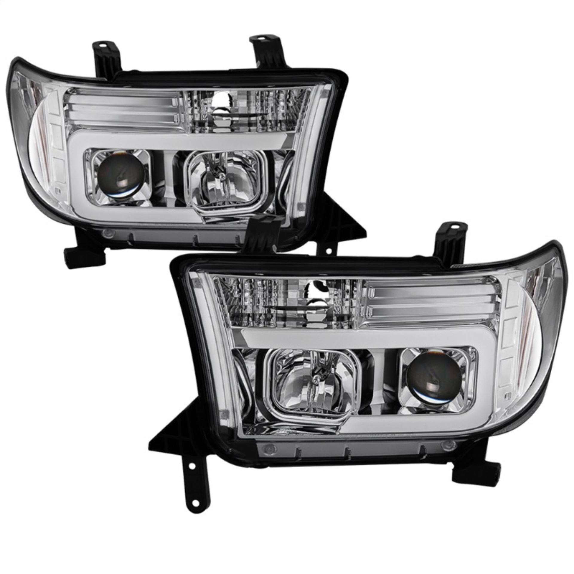 Picture of Spyder 07-13 Toyota Tundra V2 Light Bar DRL Projector Headlights - Chrome PRO-YD-TTU07V2-LB-C