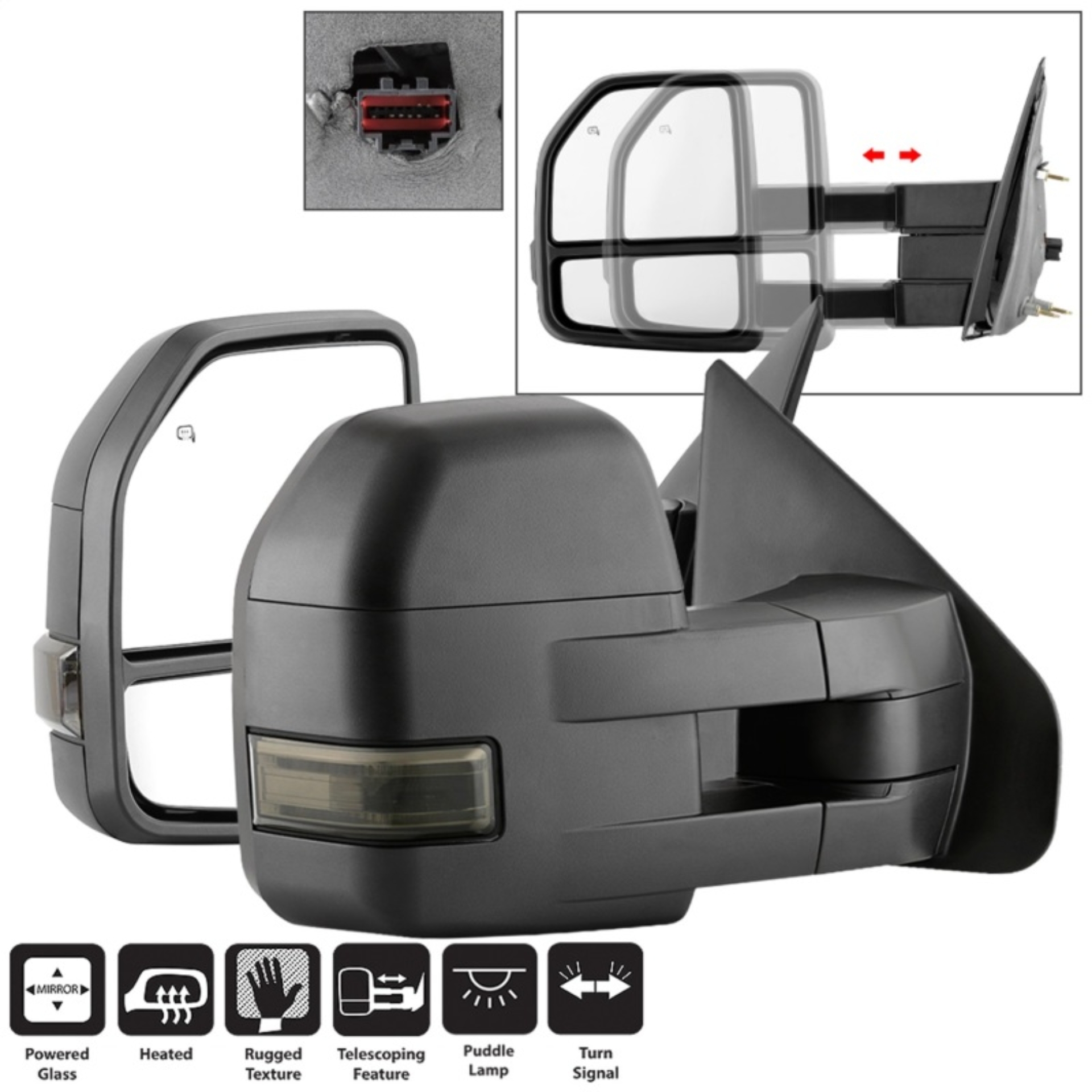 Picture of xTune 04-14 Ford F-150 Heated LED Telescoping Mirrors - Smoke Pair MIR-FF15009S-G4-PWH-SM-SET