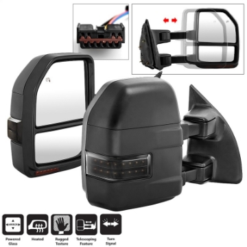 Picture of xTune 99-07 Ford SuperDuty Heated LED Telescoping Pwr Mirrors-Smk Pair MIR-FDSD99S-G4-PW-RSM-SET