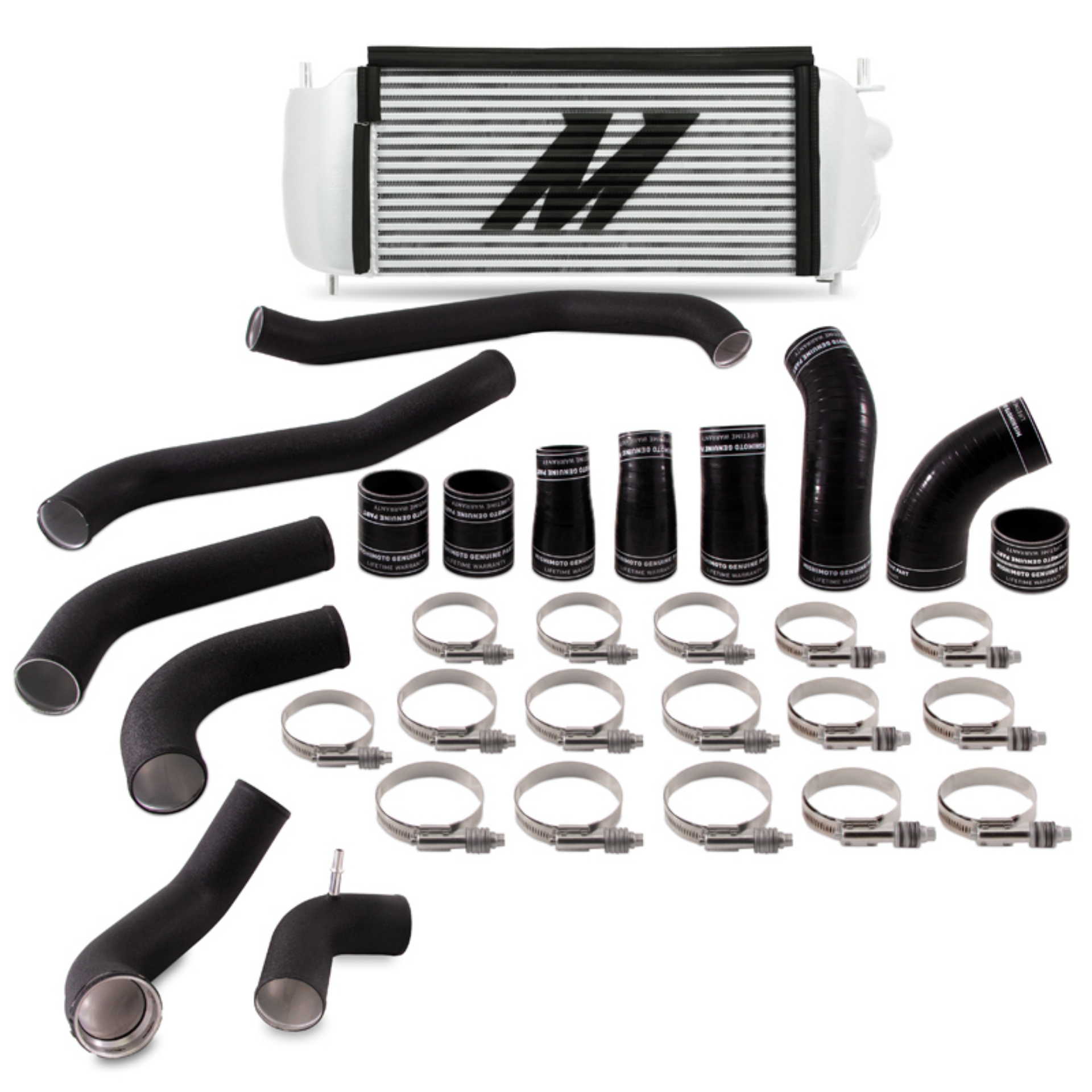 Picture of Mishimoto 2017+ Ford F150 3-5L EcoBoost Performance Intercooler Kit - Silver Cooler Black Pipes
