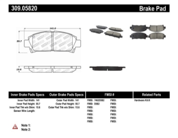 Picture of StopTech Performance 92-95 Toyota MR2 Turbo Front Brake Pads