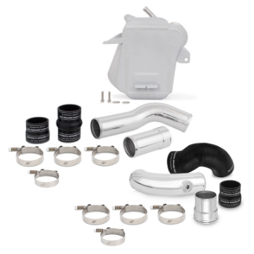 Picture of Mishimoto 11-16 Ford 6-7L Powerstroke Air-To-Water Intercooler Kit - Wrinkle Silverw- Polished Pipes
