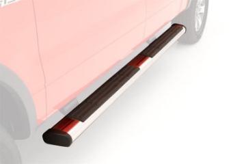 Picture of Lund 2019 Chevy Silverado 1500 Crew Cab Rocker Panel 6in- Oval Straight SS Nerf Bars - Polished