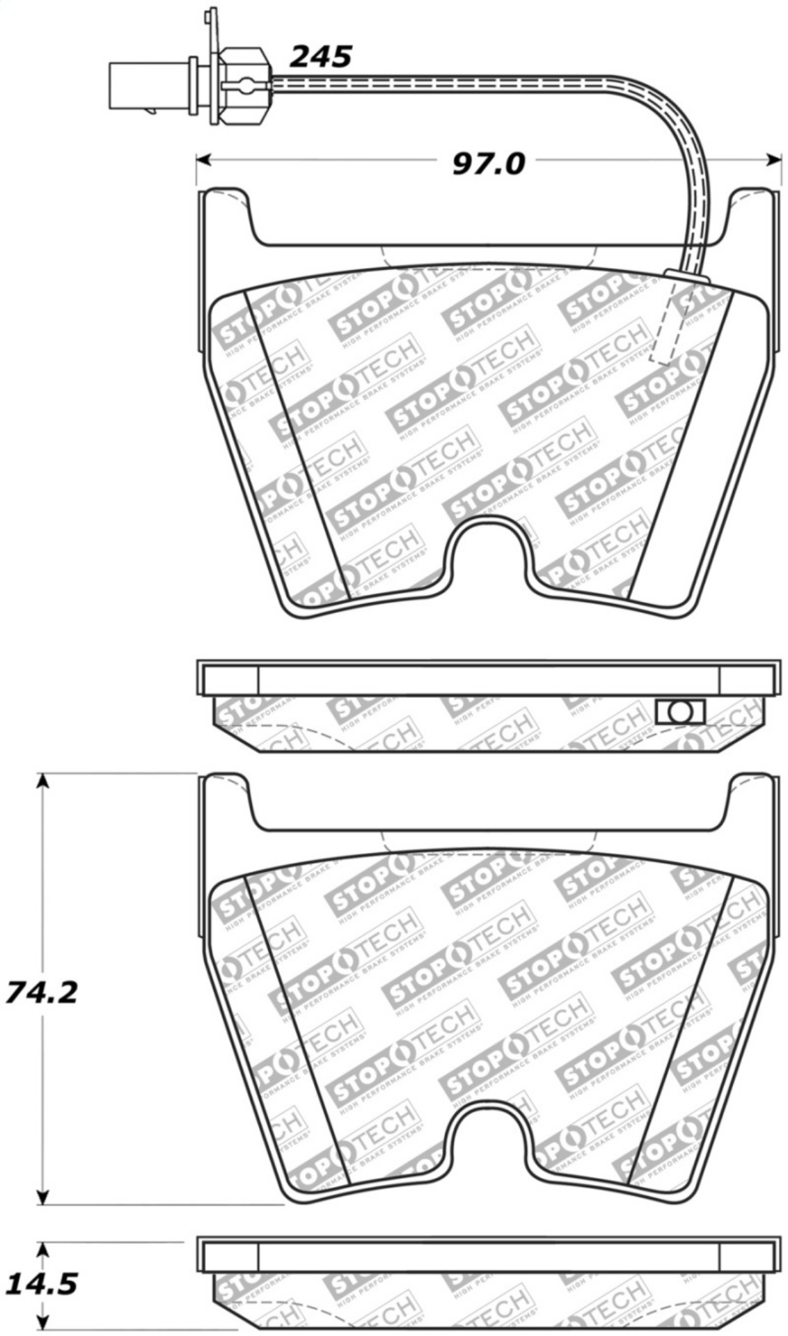 Picture of StopTech 14-18 Audi R8 w- Iron Brakes Street Select Front Brake Pads