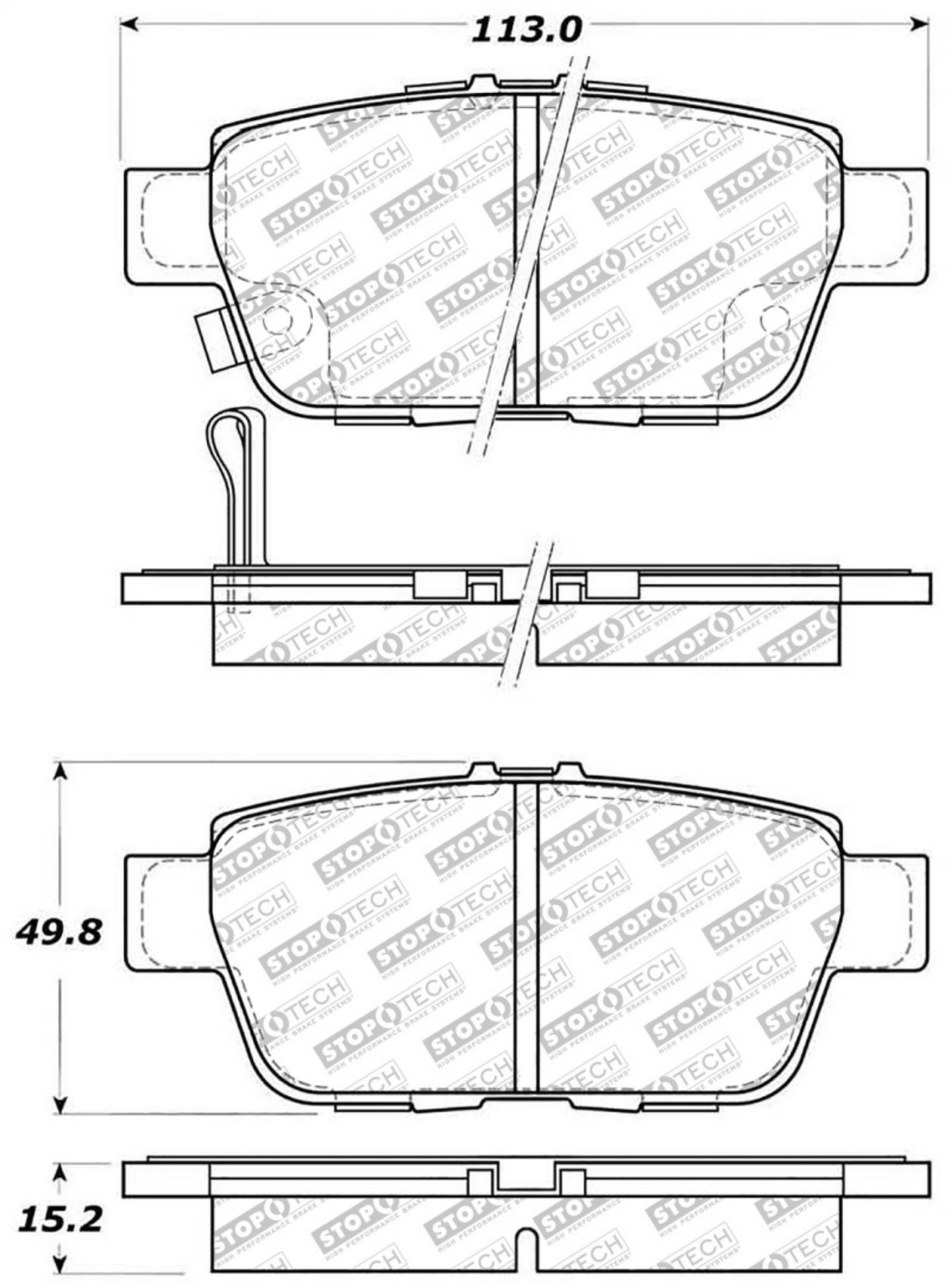 Picture of StopTech 06-14 Honda Ridgeline Street Select Rear Brake Pads