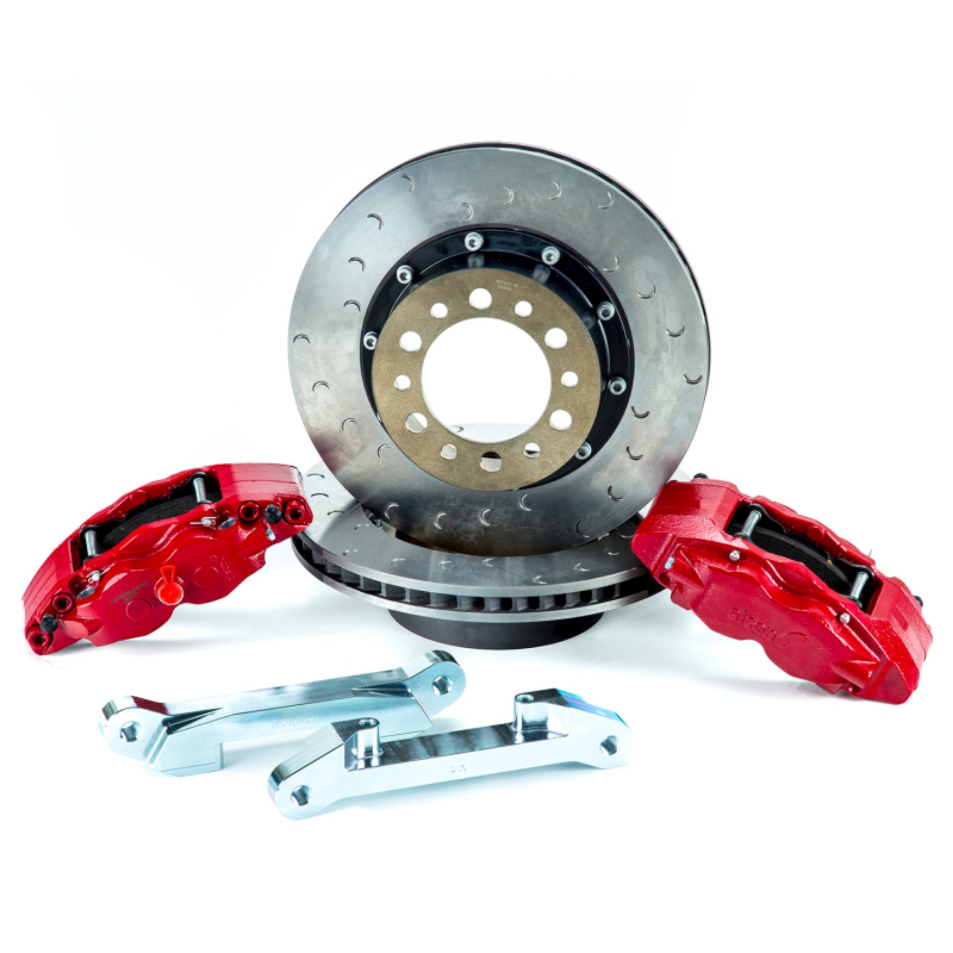 Picture of Alcon 2007+ Jeep JK w- 6x5-5in Hub 357x32mm Rotor 4-Piston Red Calipers Front Brake Upgrade Kit