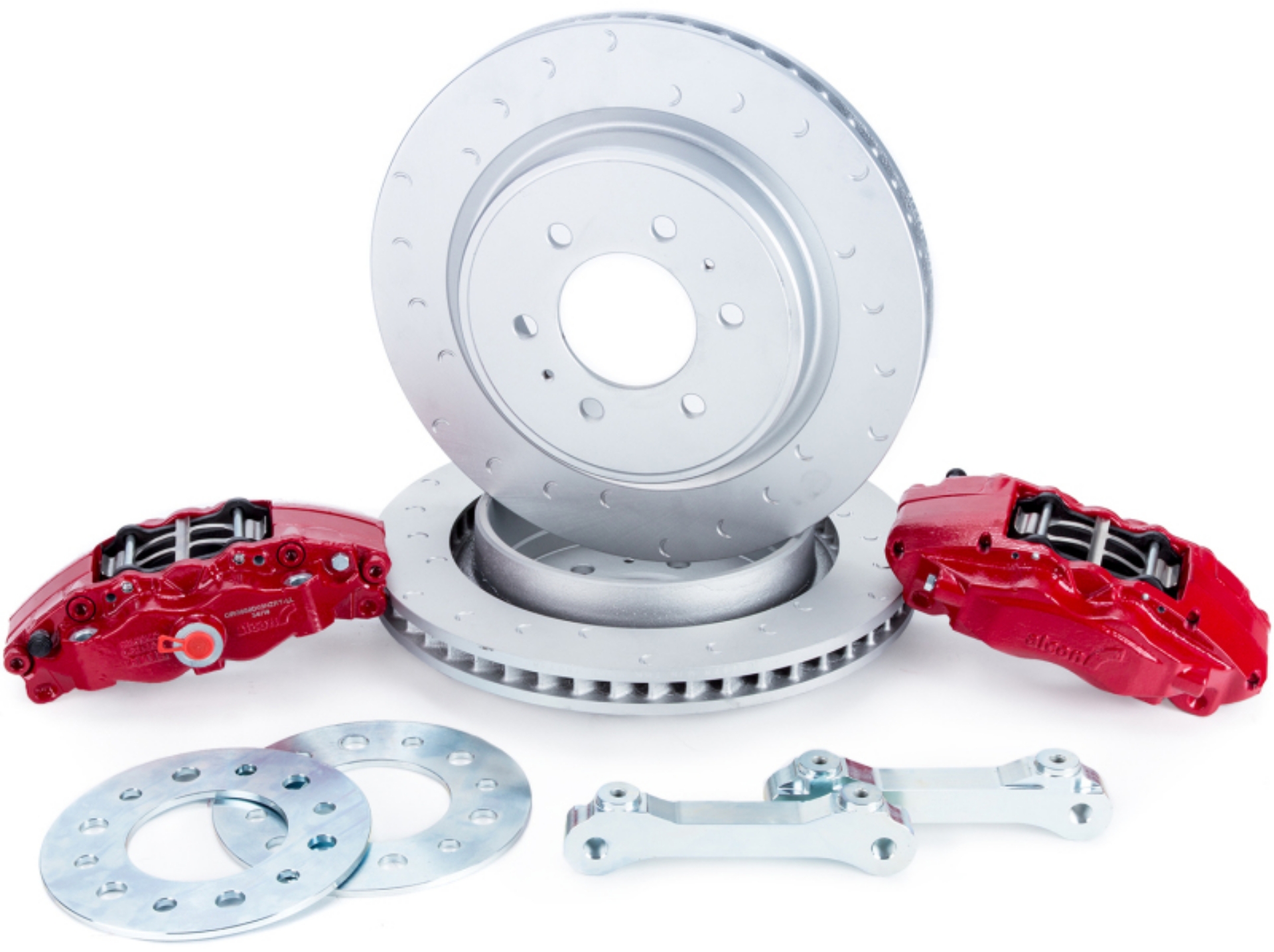 Picture of Alcon 10-14-17-18 Raptor-09-17 F150 360x32 Rotors 4-Piston Rear Brake Kit w-o Elect Park Brake - Red