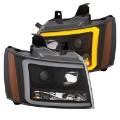 Picture of ANZO 07-14 Chevy Tahoe Projector Headlights w- Plank Style Design Black w- Amber