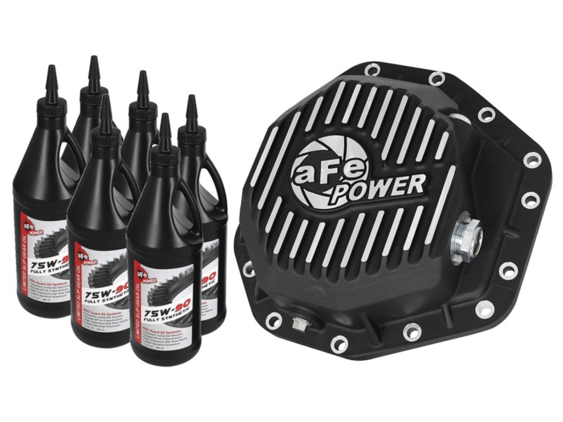 Picture of aFe Power Pro Series Rear Diff Cover Black w-Machined Fins 17-19 Ford Diesel Trucks V8-6-7L w- Oil