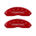 Picture of MGP 4 Caliper Covers Engraved Front & Rear 06-09 Pontiac Solstice Red Finish Silver Pontiac Logo