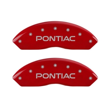 Picture of MGP 4 Caliper Covers Engraved Front & Rear 06-09 Pontiac Solstice Red Finish Silver Pontiac Logo