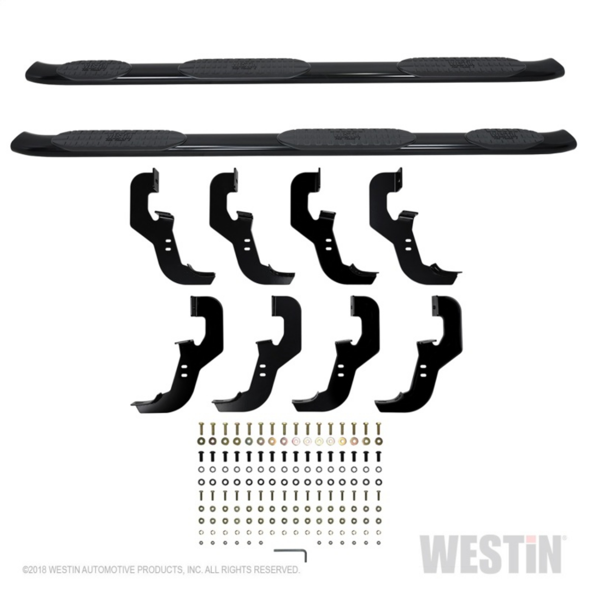Picture of Westin 2019 Chevrolet Silverado Crew Cab w- 6-5ft Bed PRO TRAXX 5 W2W Oval Nerf Step Bars - Black