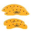 Picture of MGP 4 Caliper Covers Engraved Front Shelby Rear Snake Yellow Finish Black Char 2003 Ford Mustang
