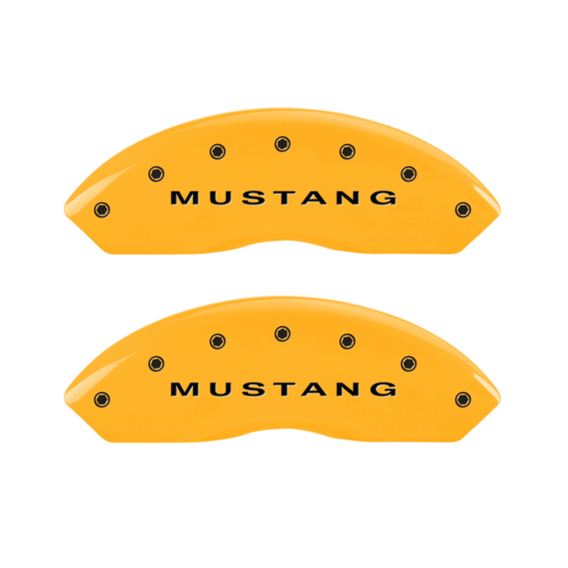 Picture of MGP 4 Caliper Covers Engraved Front Mustang Rear Bar & Pony Yellow Finish Blk Char 2006 Ford Mustang