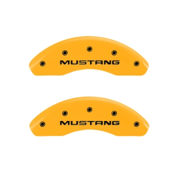 Picture of MGP 4 Caliper Covers Engraved Front Mustang Rear Sn95-Gt Yellow Finish Black Char 1997 Ford Mustang
