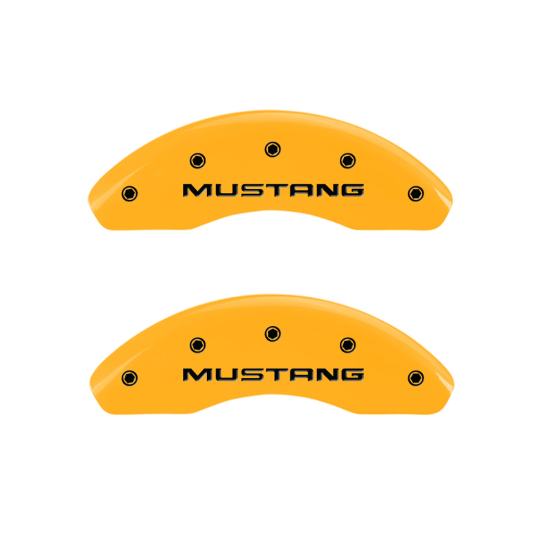 Picture of MGP 4 Caliper Covers Engraved Front Mustang Rear Pony Yellow Finish Black Char 1997 Ford Mustang
