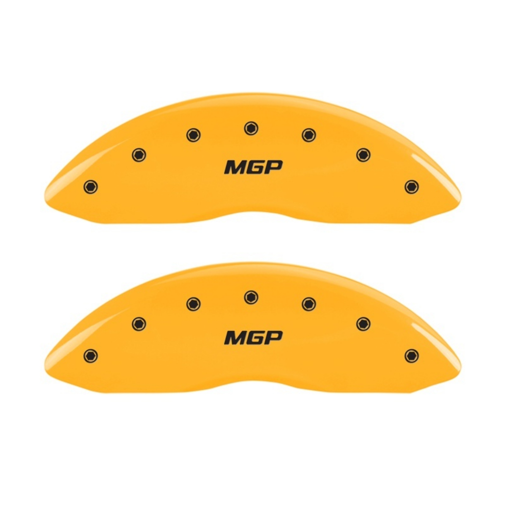 Picture of MGP 2 Caliper Covers Engraved Front MGP Yellow Finish Black Char 1998 Ford E-150 Econoline