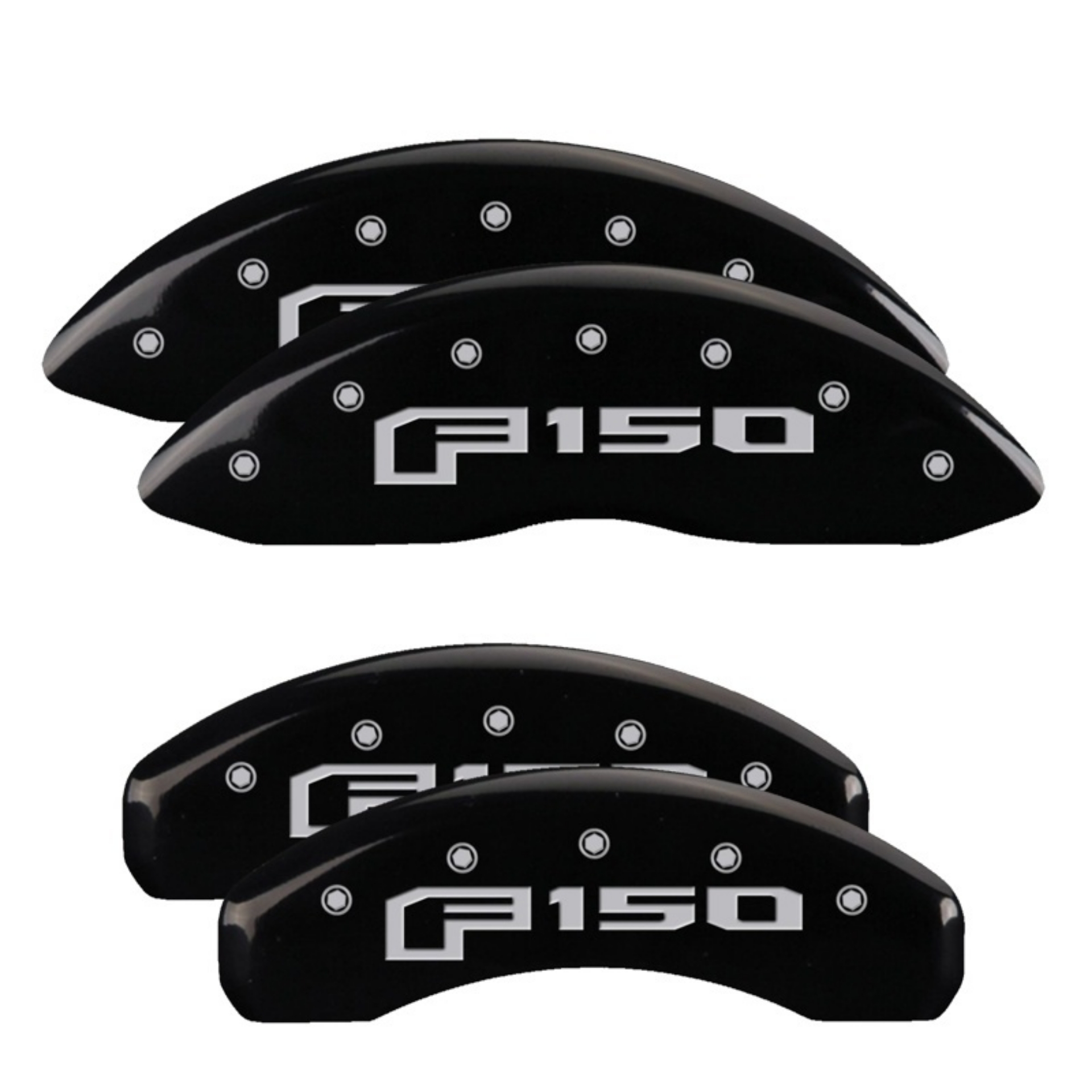 Picture of MGP 4 Caliper Covers Engraved F & R Oval Logo-Ford Black Finish Silver Char 2018 Ford Expedition
