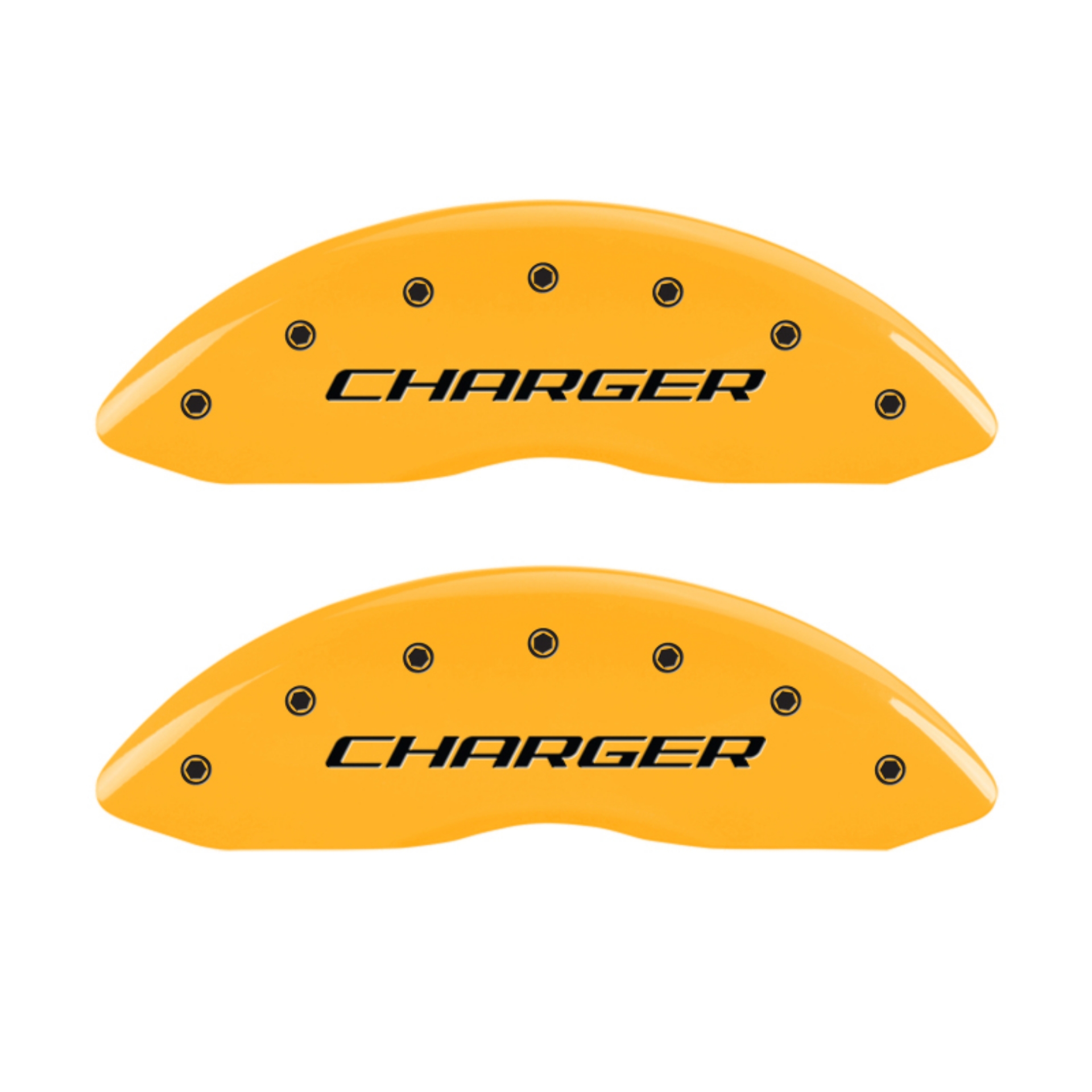 Picture of MGP 4 Caliper Covers Engraved Front & Rear Block-Charger Yellow Finish Black Char 2006 Dodge Charger