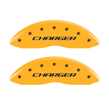 Picture of MGP 4 Caliper Covers Engraved Front & Rear Block-Charger Yellow Finish Black Char 2006 Dodge Charger