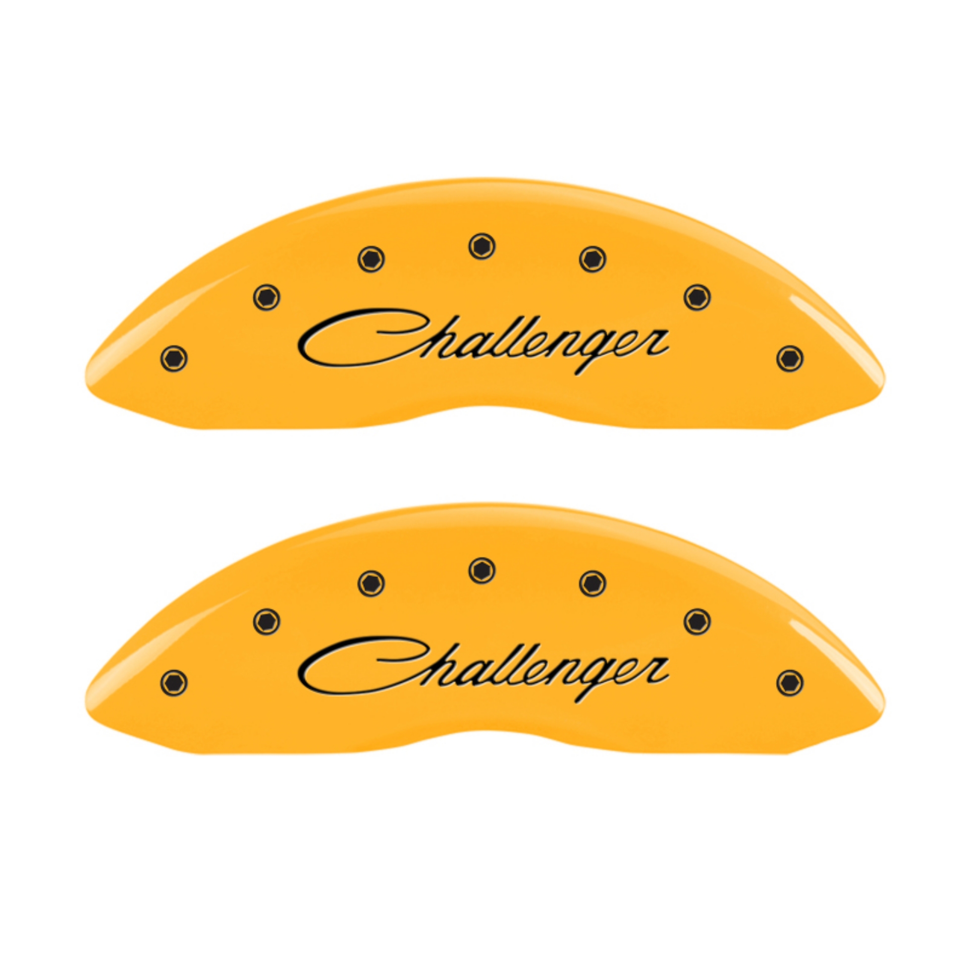 Picture of MGP 4 Caliper Covers Engraved F & R Cursive-Challenger Yellow Finish Black Char 2006 Dodge Charger